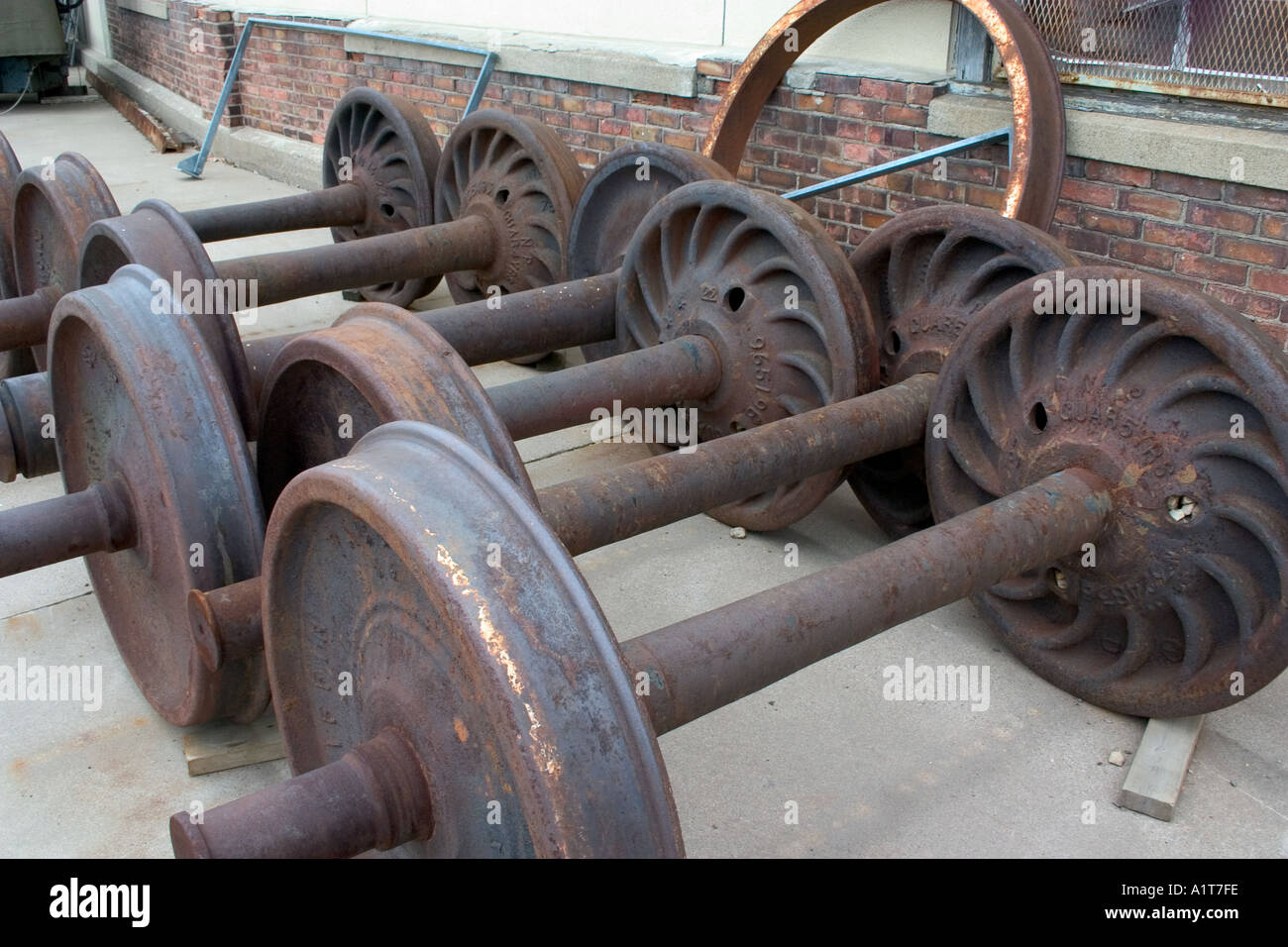 Eisenbahn Achs- und zeigen bei den Minnesota Transportation Museum s Jackson Street Roundhouse St.Paul Minnesota, USA Stockfoto