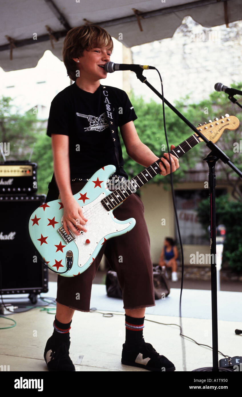 Junge Rocker alten Pecan Street Festival Austin Texas USA Stockfoto