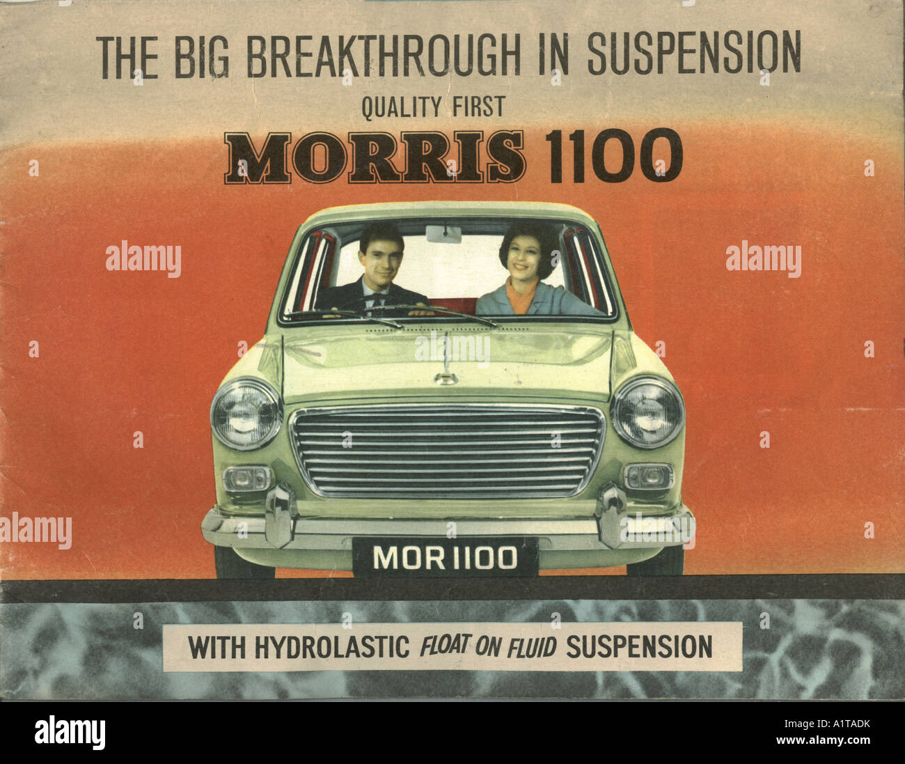 Werbeprospekt für Morris 1100 1963 Stockfoto
