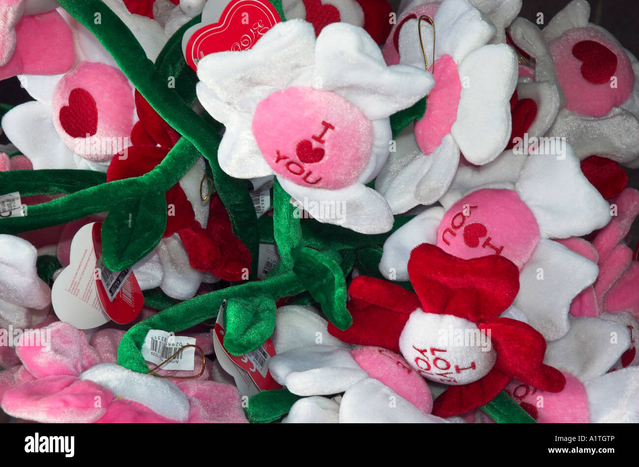 Spielzeug, ich liebe dich Blumen zum Verkauf in einem Geschäft in Brügge Stockfoto