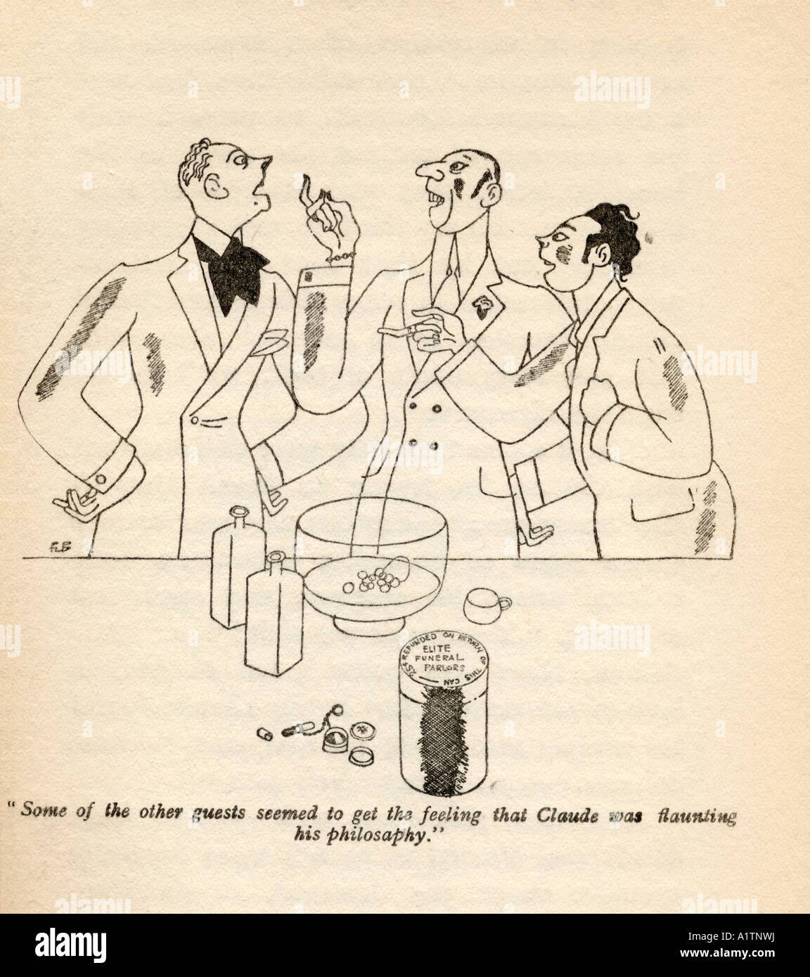 Illustration von Ralph Barton, zwischen den Jahren von 1891 und 1931. Frontspiece aus dem Buch "Aber Herren Heiraten Brunettes" von Anita Loos, erschienen im Jahr 1928. Stockfoto