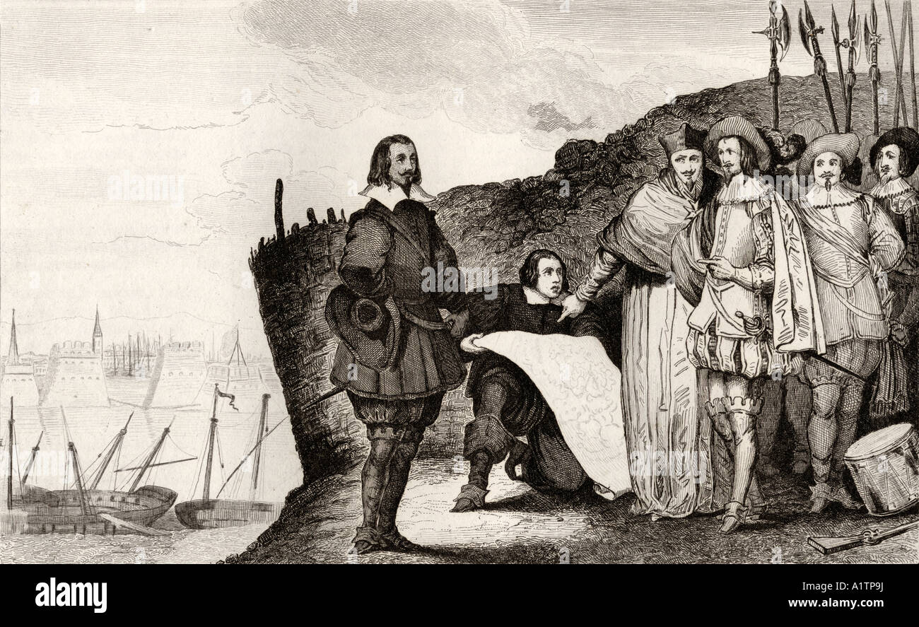 Louis XIII, Der Gerechte, 1602 - 1643. König von Frankreich und König von Navarra als Louis II., hier bei der Belagerung von La Rochelle im Oktober 1628 gesehen. Stockfoto