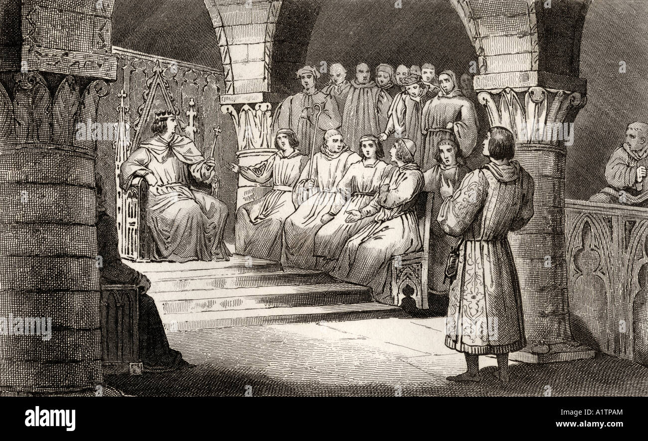 Philipp V. von Frankreich, bekannt als Tall, 1293 - 1322 und der Generalstaaten lehnen die Vorhaltungen Jeannes II. Ab König von Frankreich und Navarra als Philipp II Stockfoto