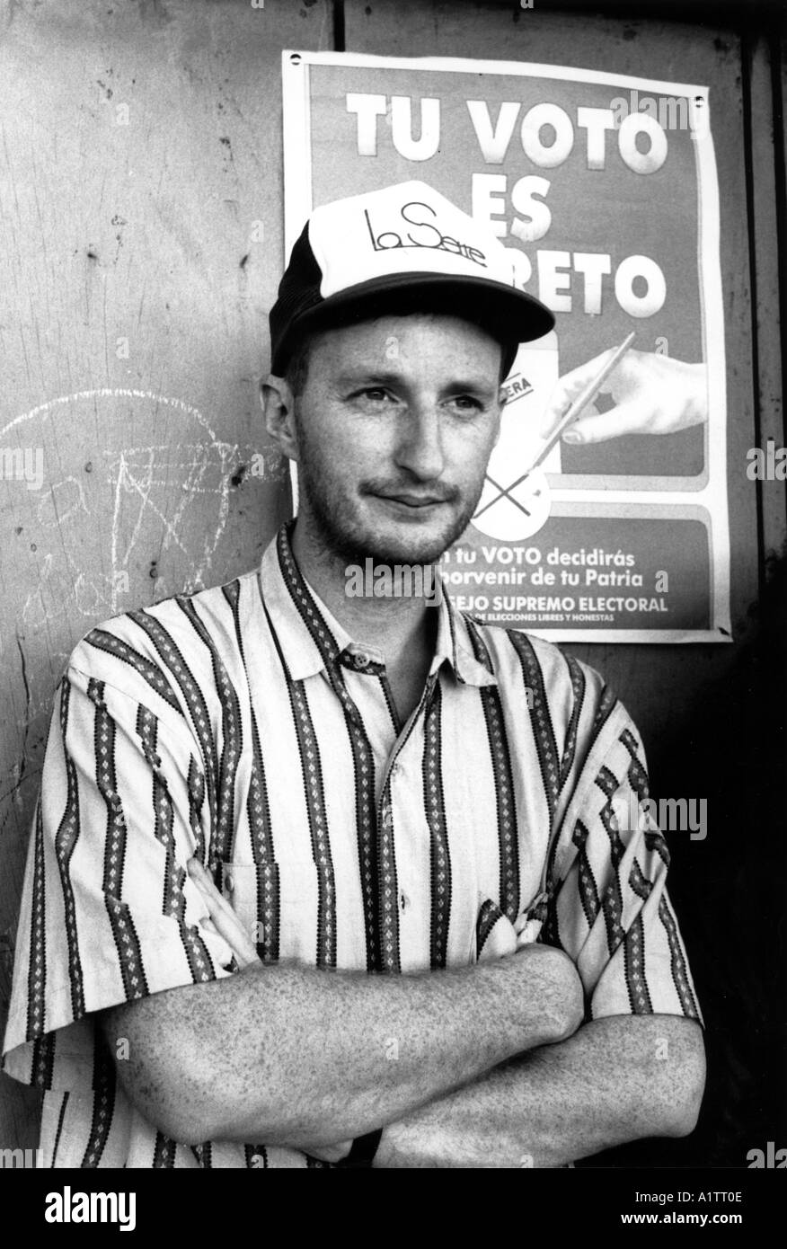 Billy Bragg in Nicaragua während Wahlen 1990 Stockfoto