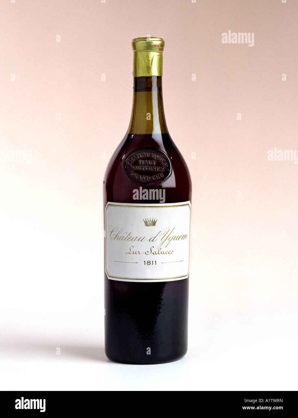 Eine seltene Flasche 1811 Chateau d Yquem aus der Region Bordeaux, Frankreich Stockfoto