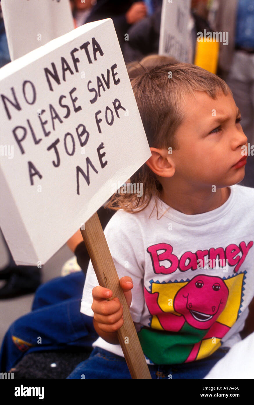 Lansing Michigan Kundgebung gegen die North American Free Trade Agreement Stockfoto