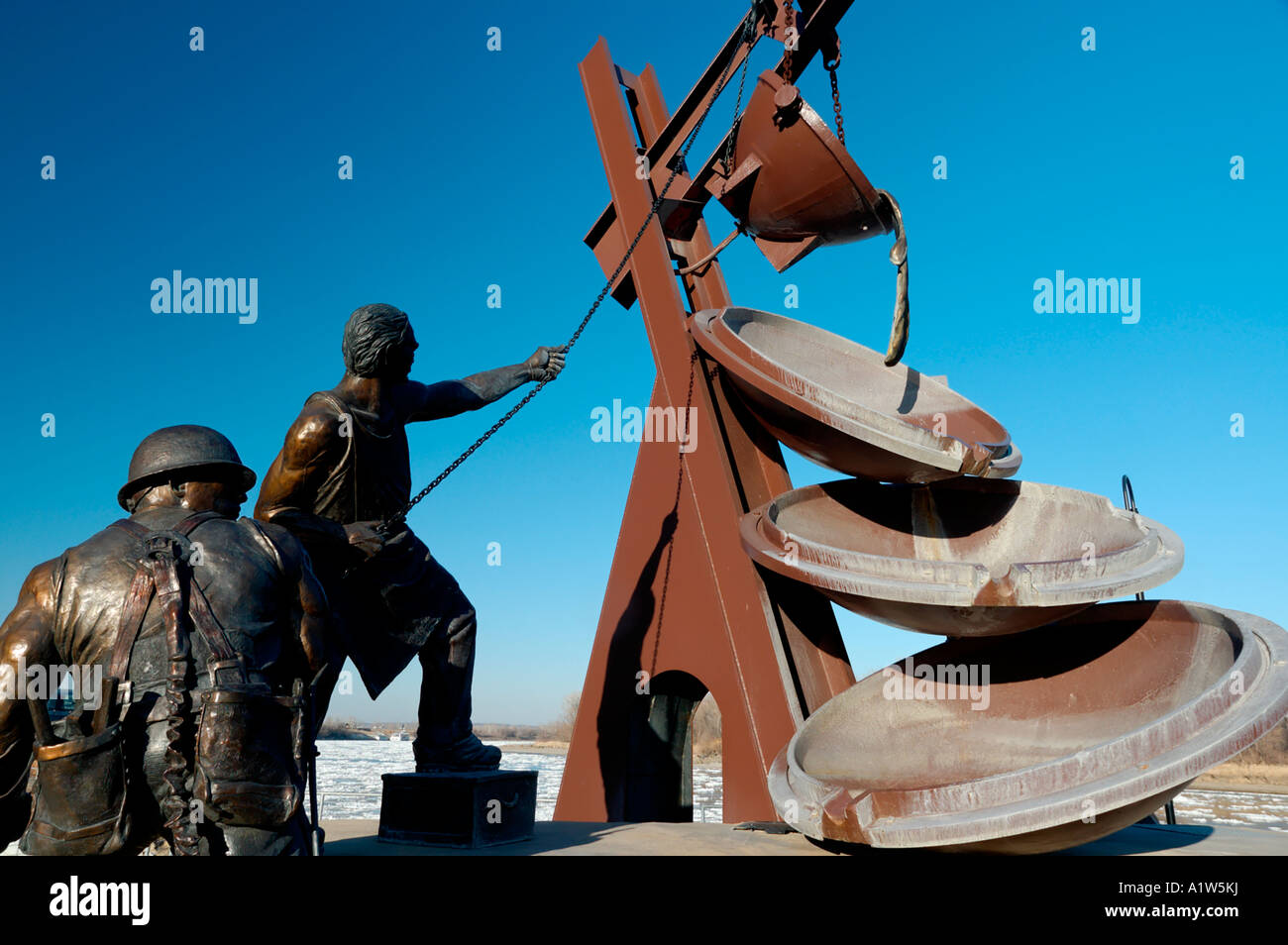 Skulptur an der Lewis und Clark Landung Omaha Nebraska USA Stockfoto