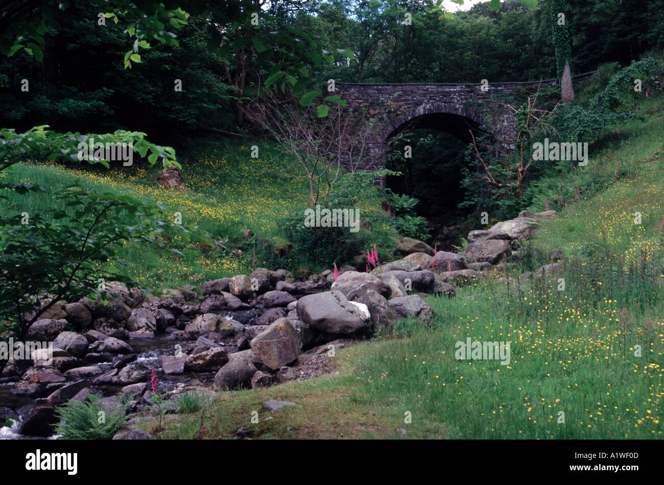 Brücke über den Bach in den See Disrtict Stockfoto