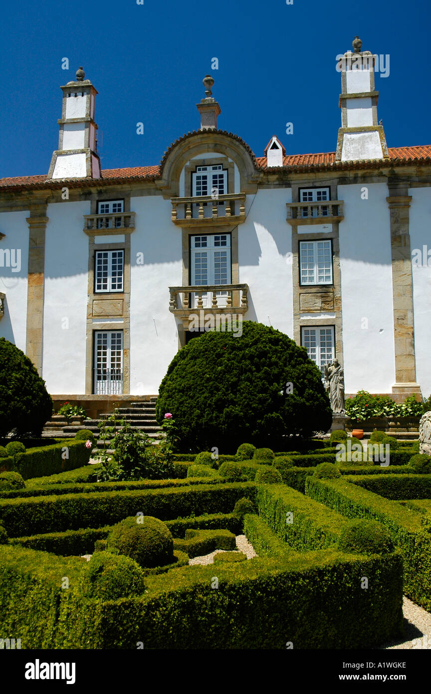 Garten und Haus, Casa de Mateus, Vila Real, Portugal, Europa Stockfoto