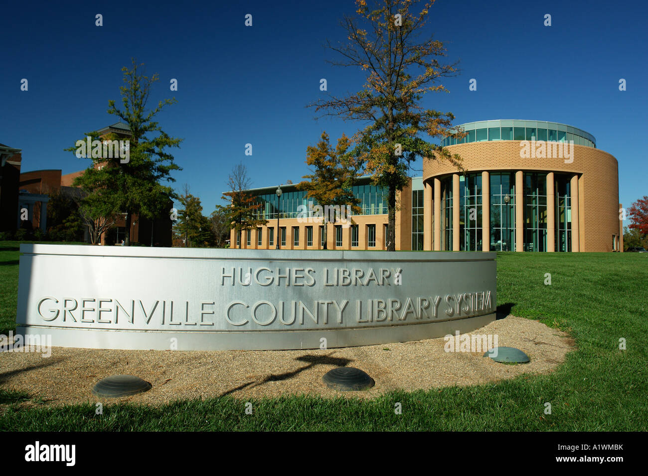 AJD54344, Greenville, SC, South Carolina, Greenville County Hughes Bibliothek Stockfoto