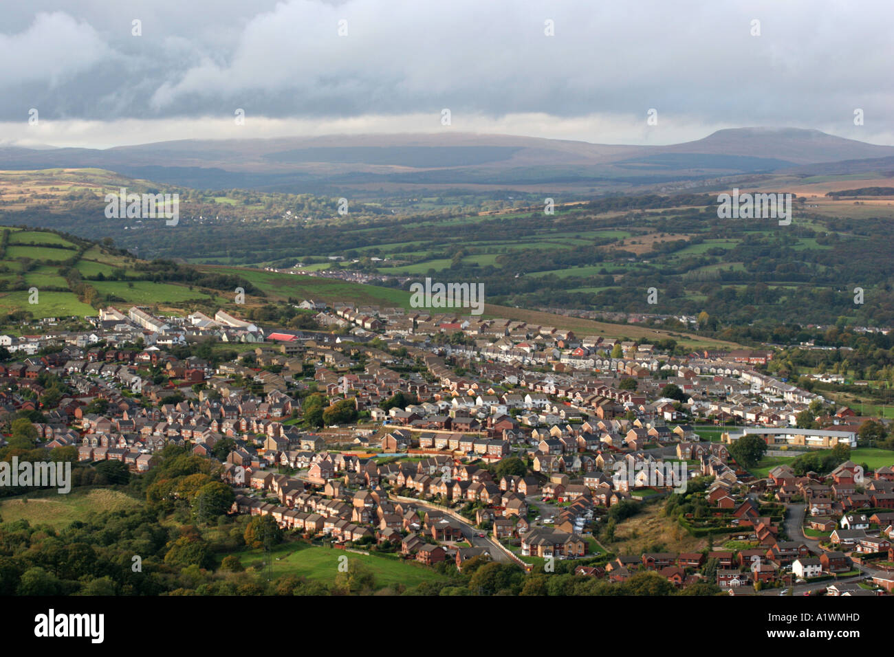 Stadt in der Vallyes in Wales, Noth von Cardiff. Stockfoto