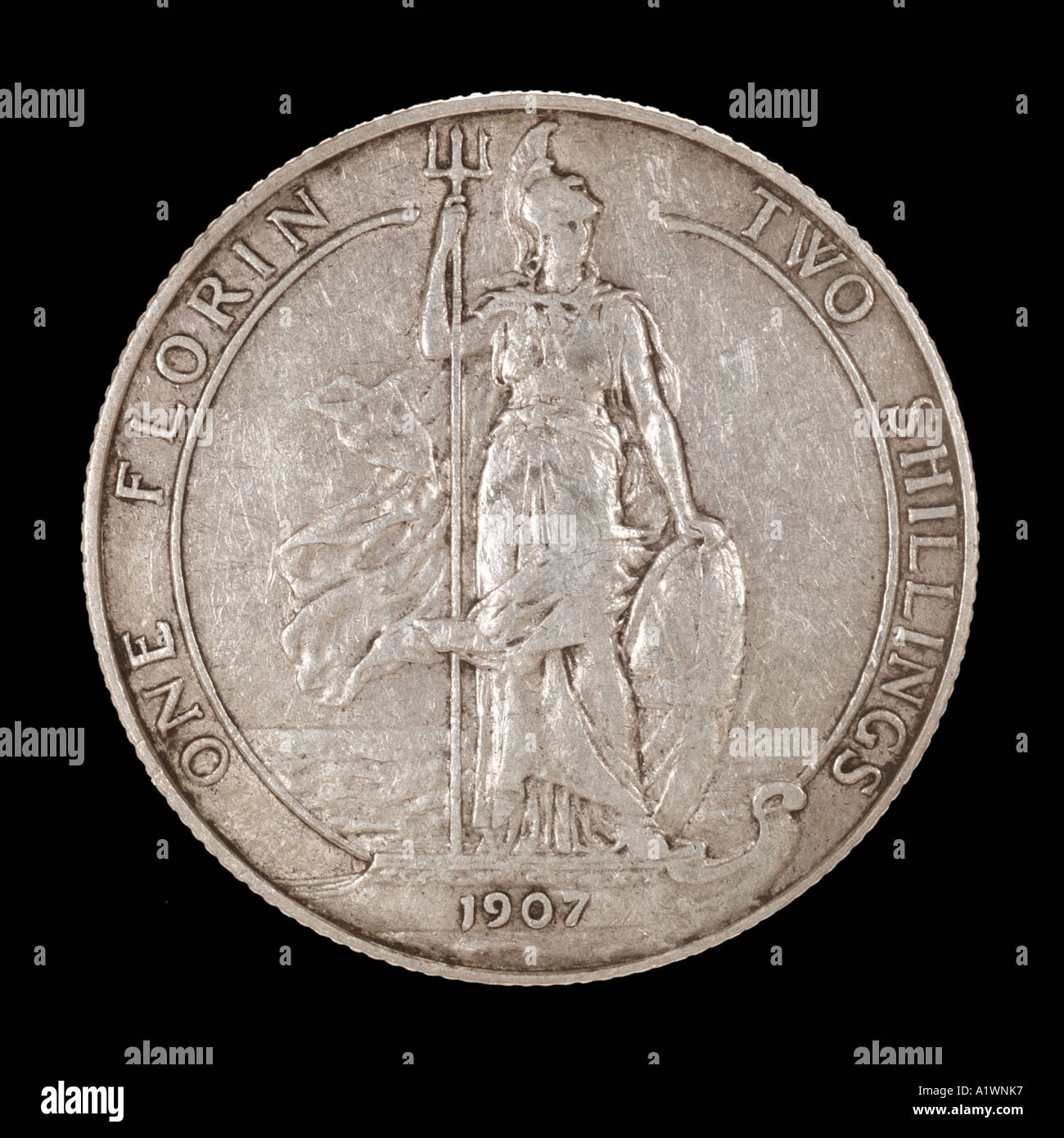 Königin Victoria Reg Fid Def Pre dezimal 2 Schilling Florin 24 vierundzwanzig alten Pence P 1899 Silber hell Britannia Omn Rex dei Stockfoto