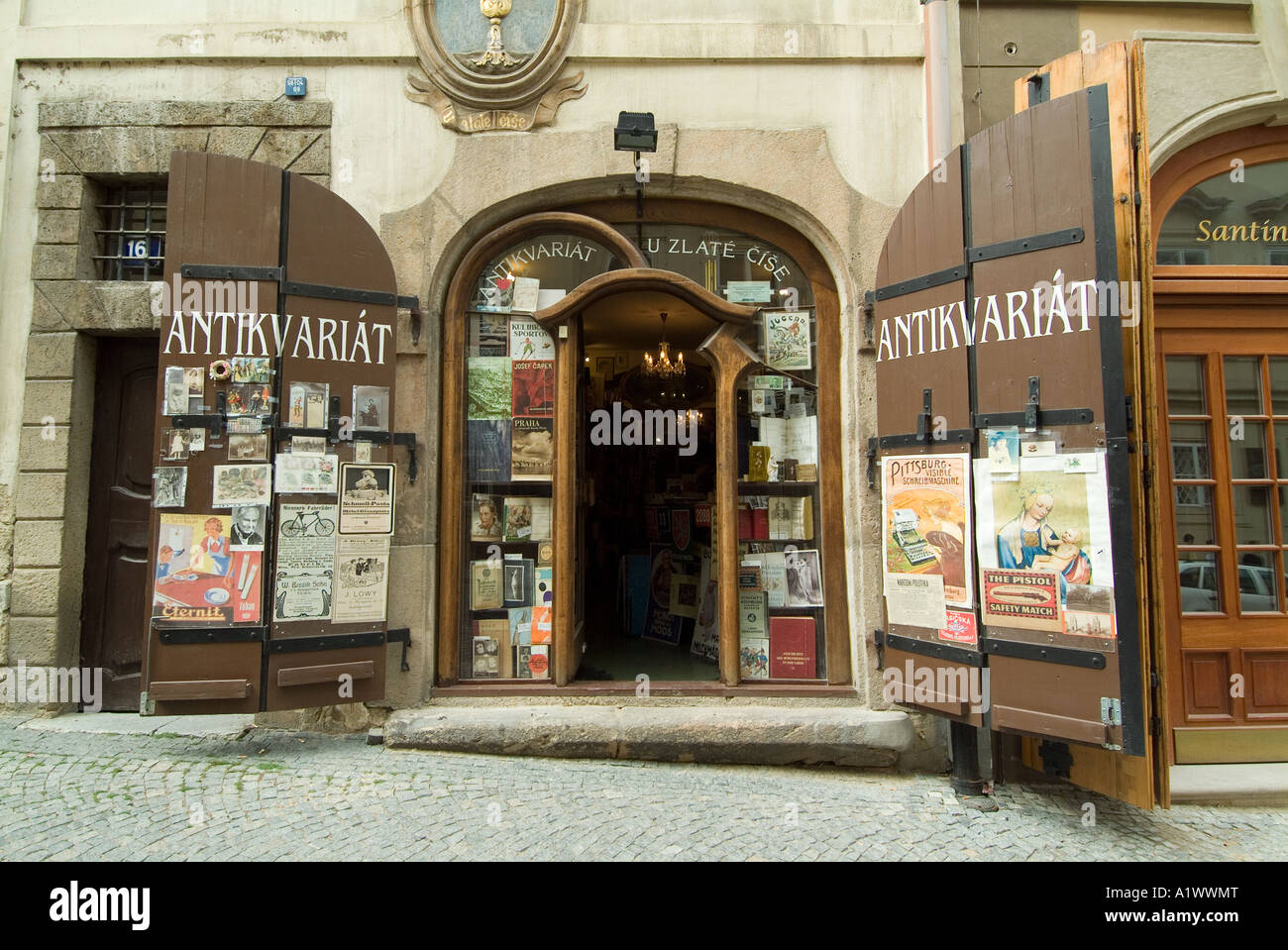 Antiquariat, Mala Strana Viertel in Prag. Stockfoto