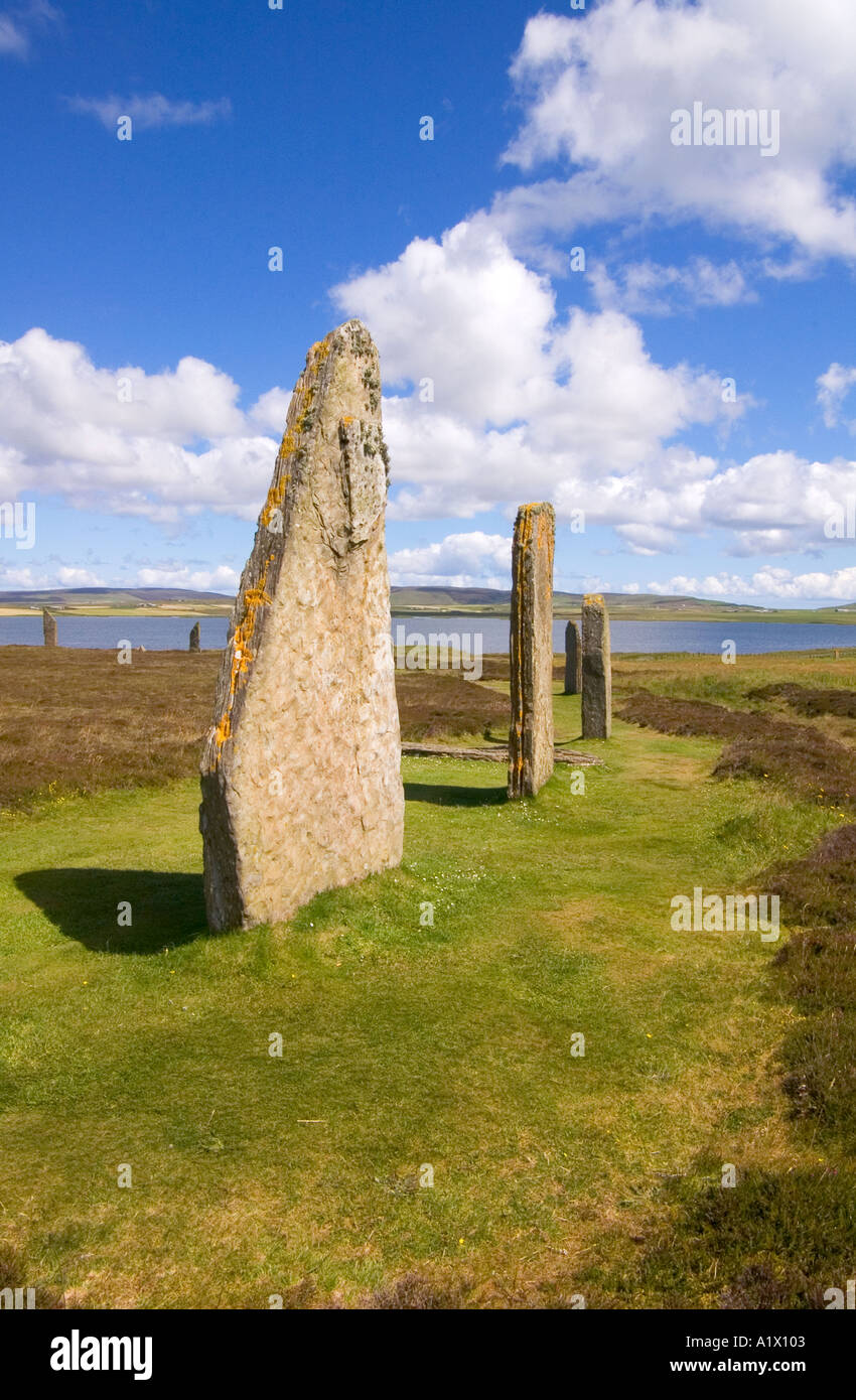 dh RING OF BRODGAR ORKNEY neolithischen Menhiren Kreis Loch Harray Stockfoto
