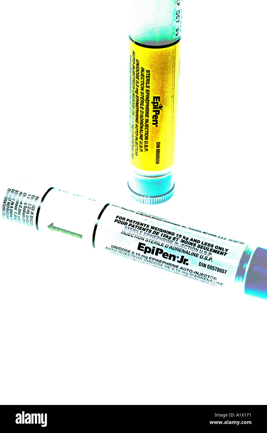 EpiPens, Autoinjektoren. Stockfoto