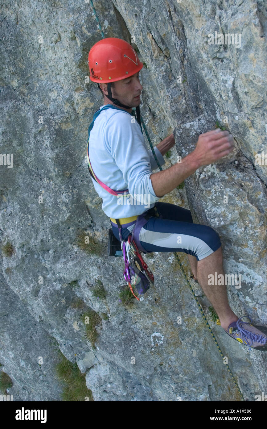 Kletterer Klettern harte Strecke in der Nähe von Sigmaringen Donau Tal Deutschland Menschen Herr Nr. 0016 Stockfoto