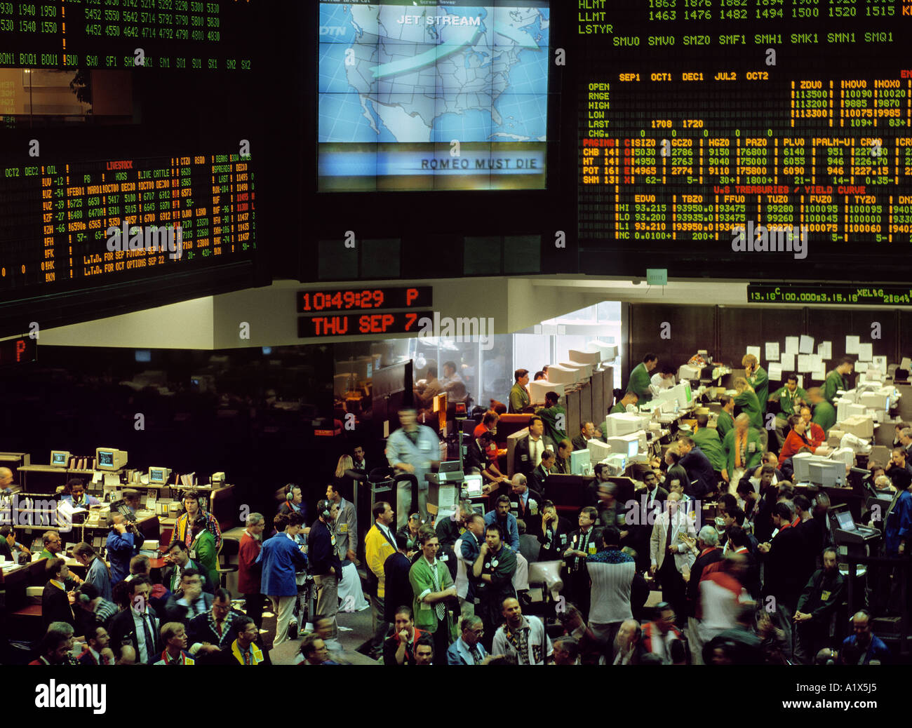 Handel an der "Chicago Mercantile Exchange", Chicago, Vereinigte Staaten von Amerika. Stockfoto