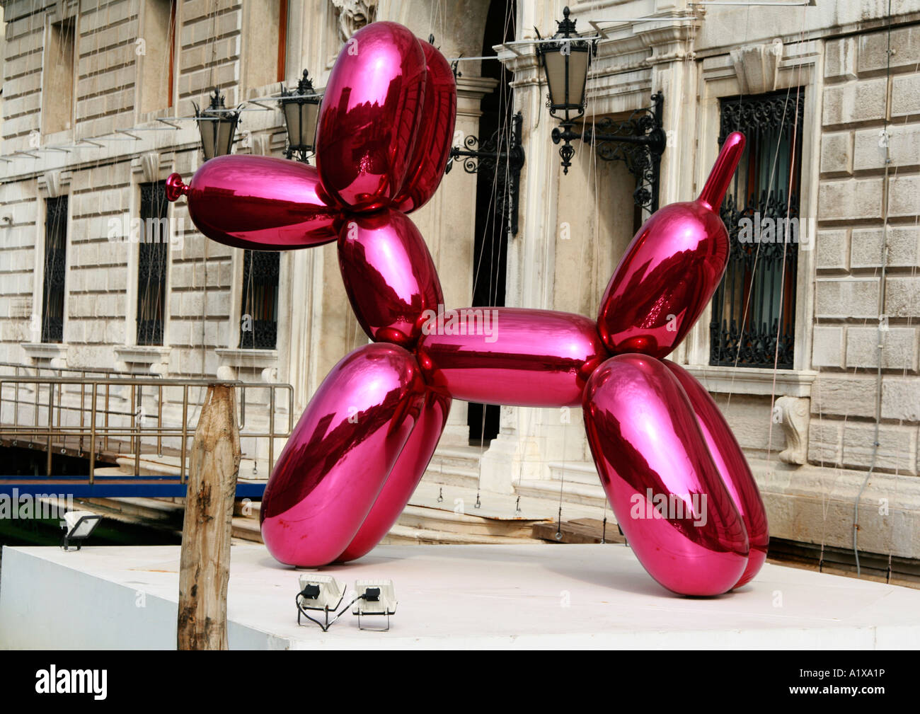 Jeff Koons ballon Hund Skulptur auf dem Canal Grande, Venedig, Italien Stockfoto