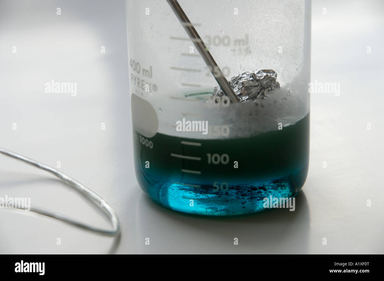 Digitaler Sensor misst Wärmeabgabe in exotherme exergonic chemische Reaktion Stockfoto