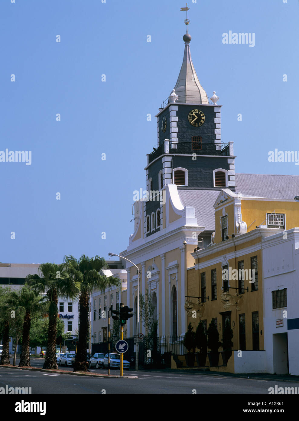 Evangelisch-Lutherische Kirche 1785 KatechetInnen Haus 1787 und Martin Melk Haus Strand Street, Cape Town, Western Cape, Südafrika. Stockfoto