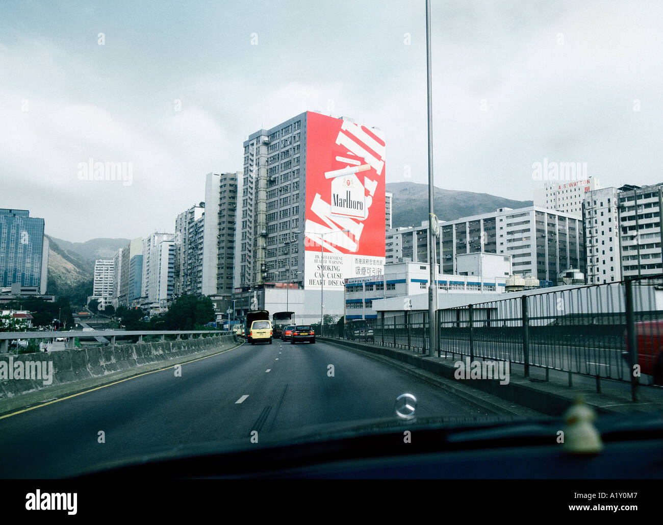 Riesige Marlboro Werbung, Hong Kong, China. Stockfoto