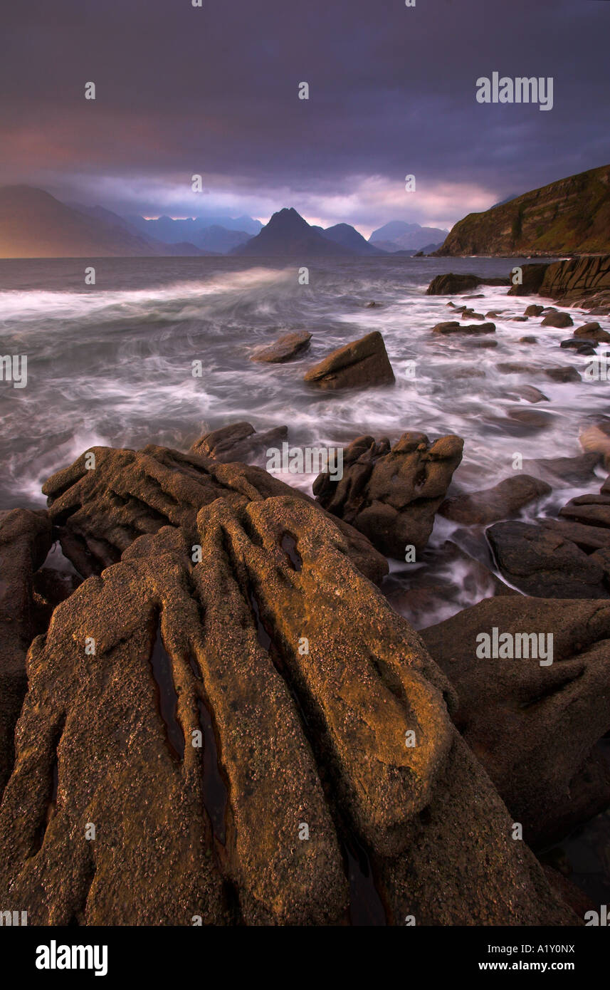 Wunderbare geologische Formationen Feature entlang der Küste bei Elgol, Isle Of Skye, Schottland Stockfoto