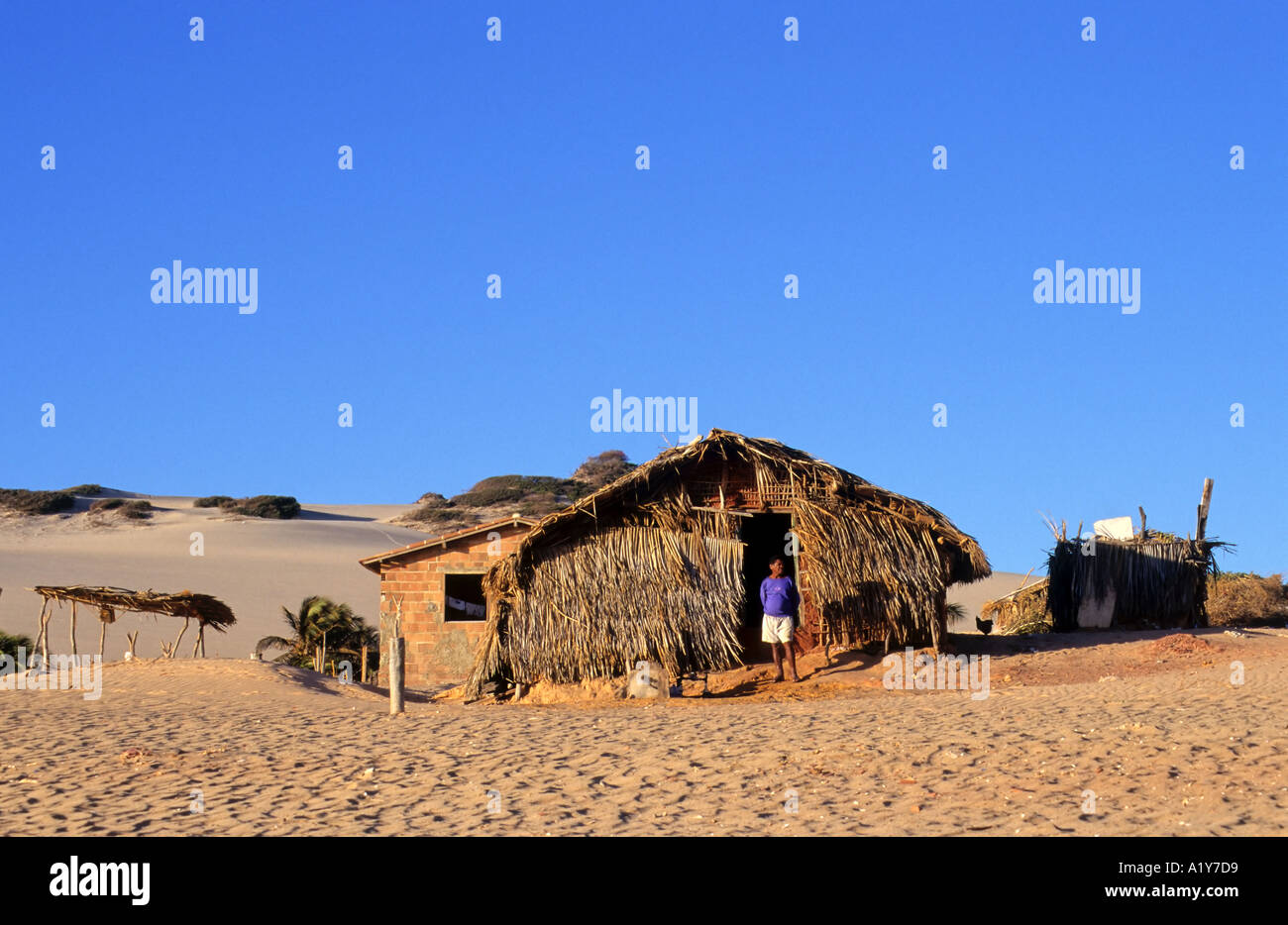 Fishermens Hütten, Canoa Quebrada Strand, Ceara, Nordost-Brasilien Stockfoto