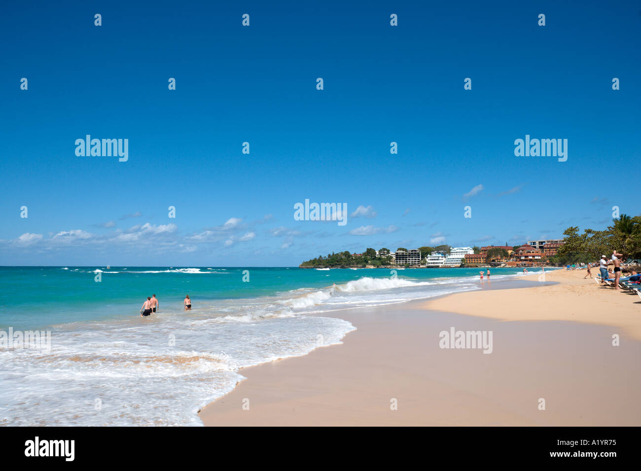 Strand von Sosua, Puerto Plata, Nordküste, Dominikanische Republik, Karibik Stockfoto