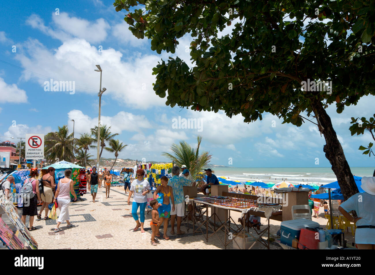 Am Strand Marktstände, Ponta Negra, Natal, Rio Grande do Norte, Brasilien Stockfoto