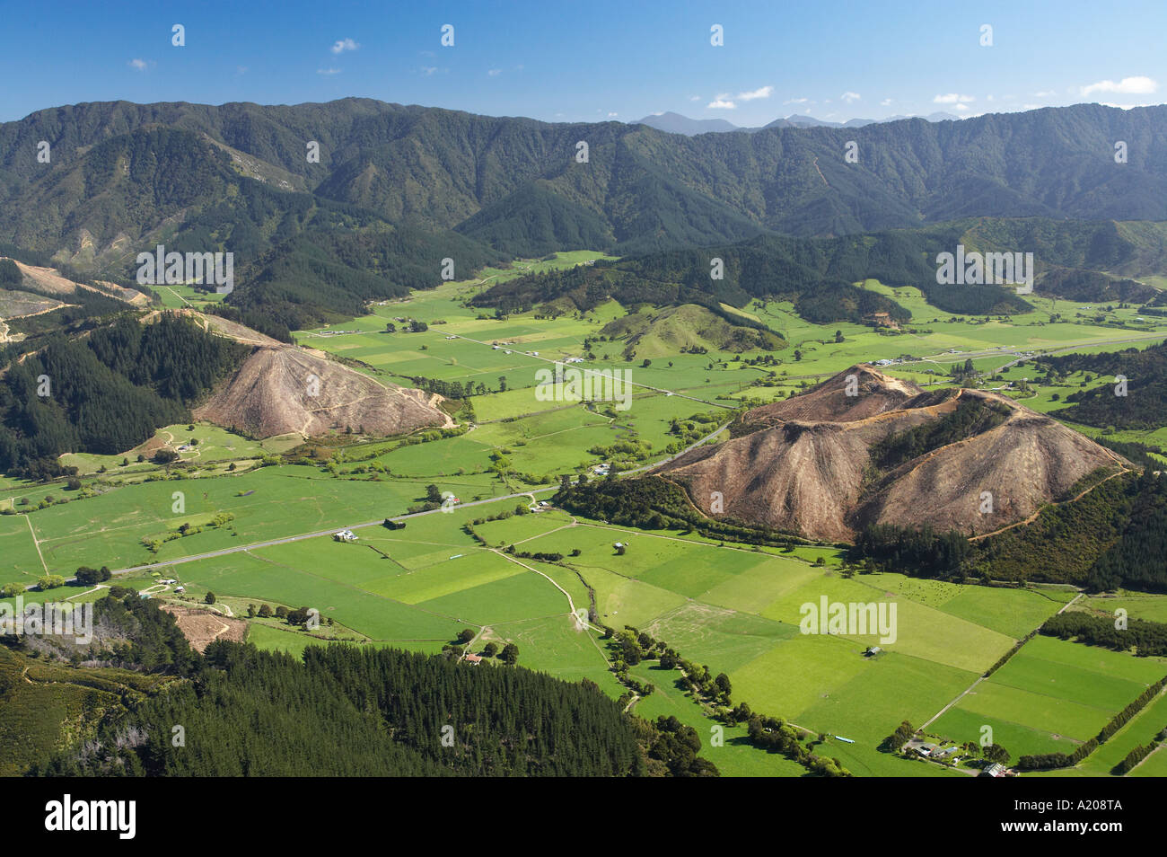 Ackerland Korimiko Marlborough Südinsel Neuseeland Antenne Stockfoto