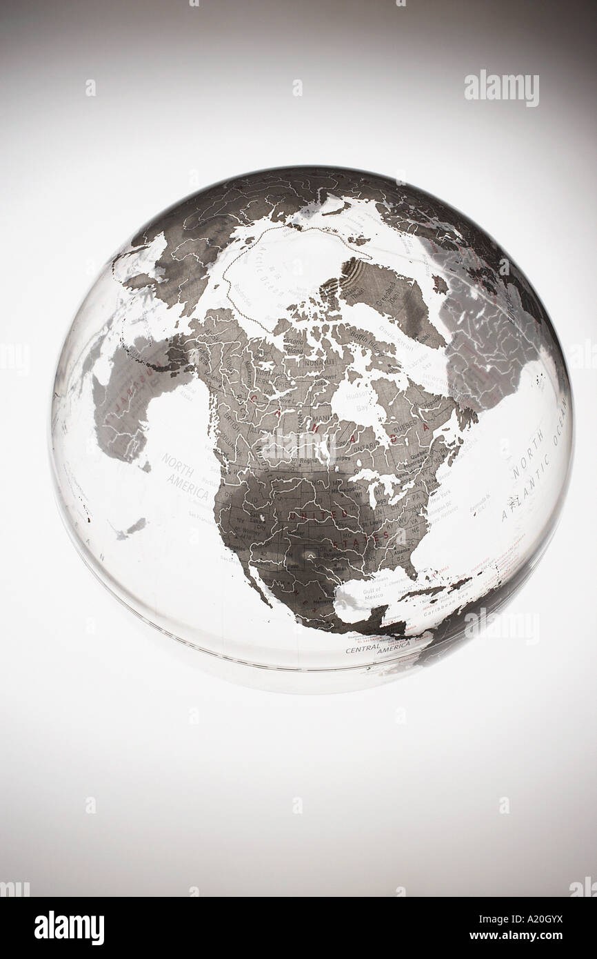 Aufblasbare Globus zeigt Nordamerika Stockfoto
