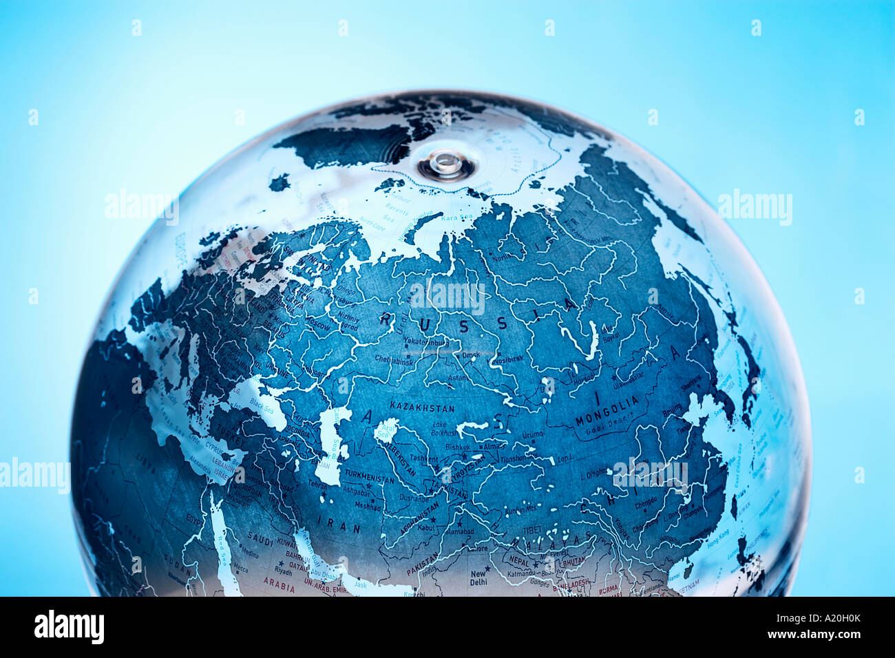 Aufblasbare Globus zeigt Russland Stockfoto