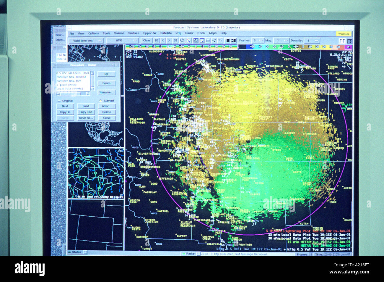 Computer-Wetterkarte NOAA nationaler Wetter-Service Boulder Colorado Stockfoto