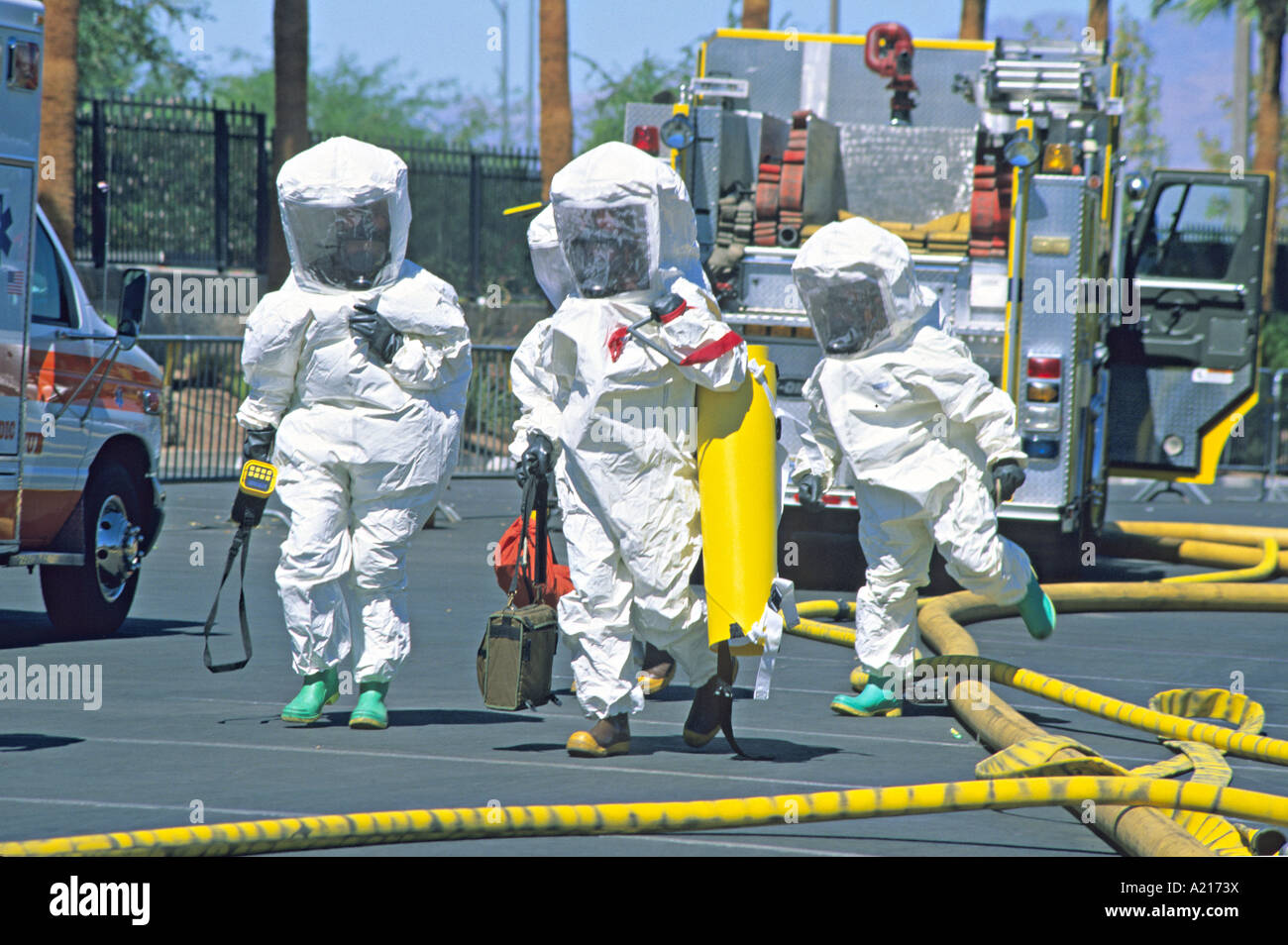 Gefahrgut-Team geleitet bioterroristischer Angriff Reaktion training Las Vegas Nevada Stockfoto