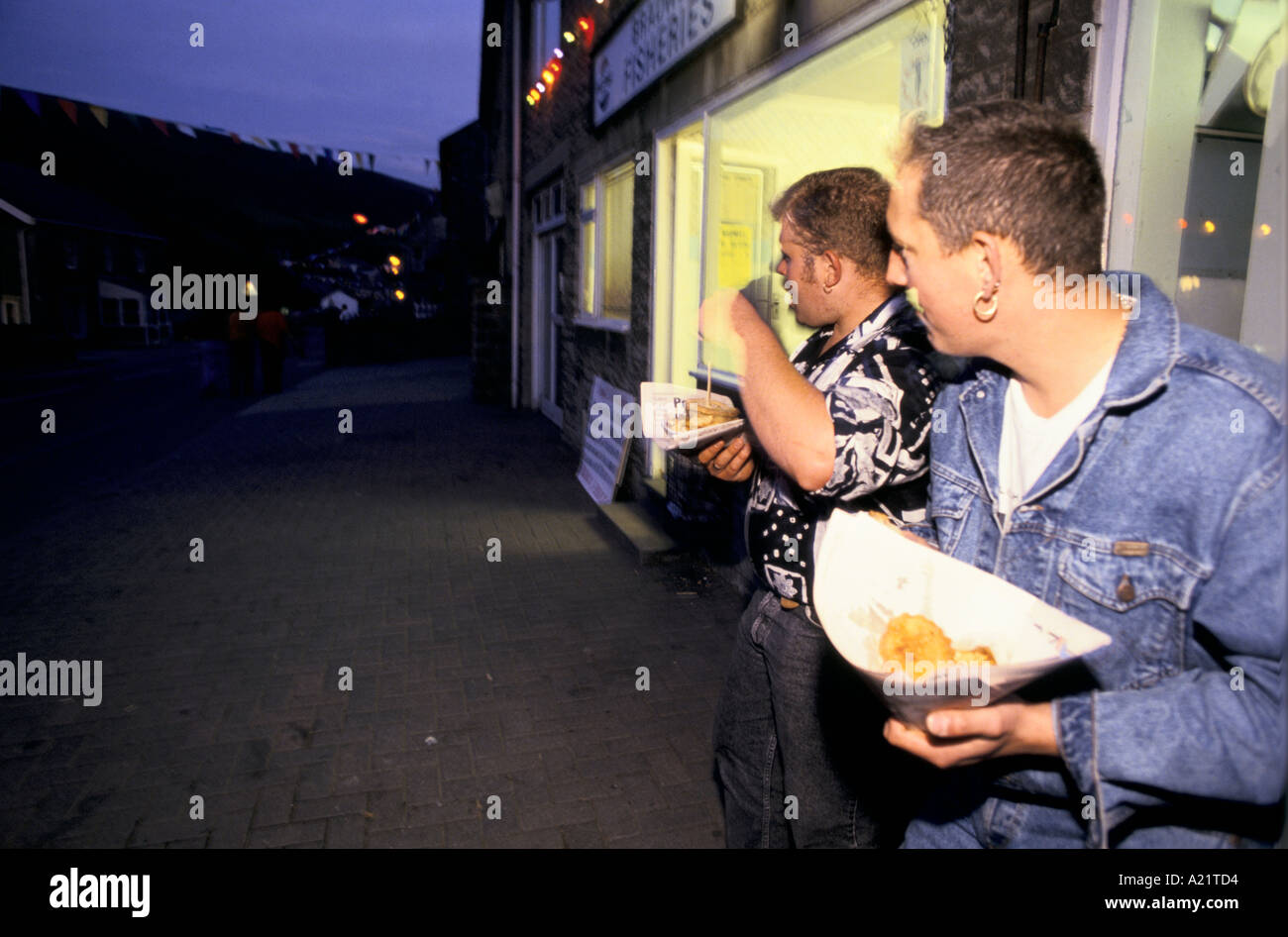 Essen-chips in Bradwell Dorf, Derbyshire Stockfoto