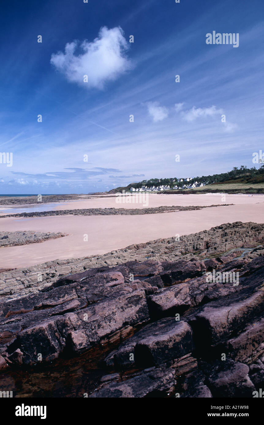 Der Strand Plage de Guen auf dem Cap Fréhel der Nord-Bretagne, Frankreich Stockfoto