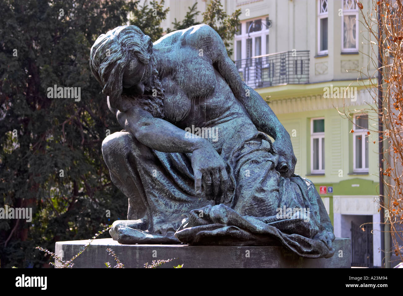 Statue von Moses (1905) von Frantisek Bilek im jüdischen Viertel von Prag Tschechische Republik Stockfoto