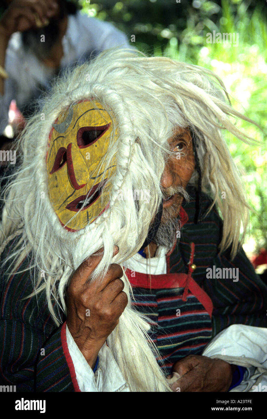 Festival-Maske getragen durch den Menschen auf einem Festival in Lhasa-Tibet Stockfoto