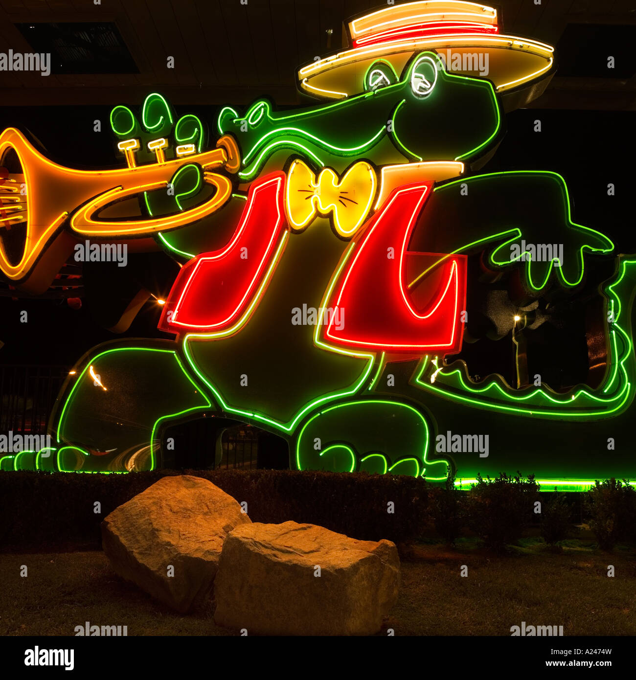 Neon Krokodil Las Vegas Nevada USA Stockfoto