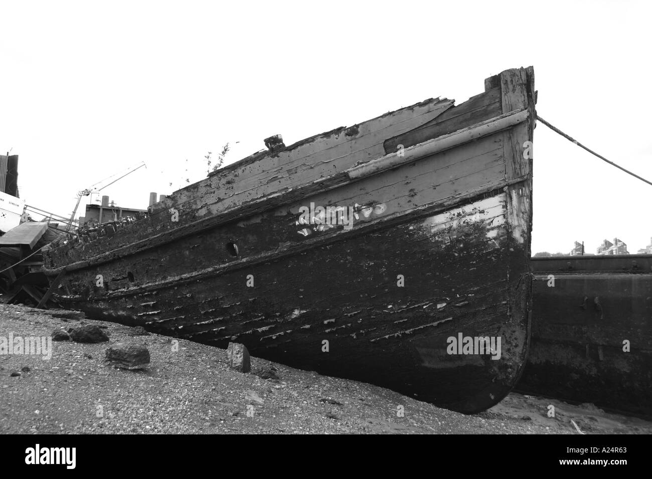 gestrandeten Boot auf der Themse Stockfoto