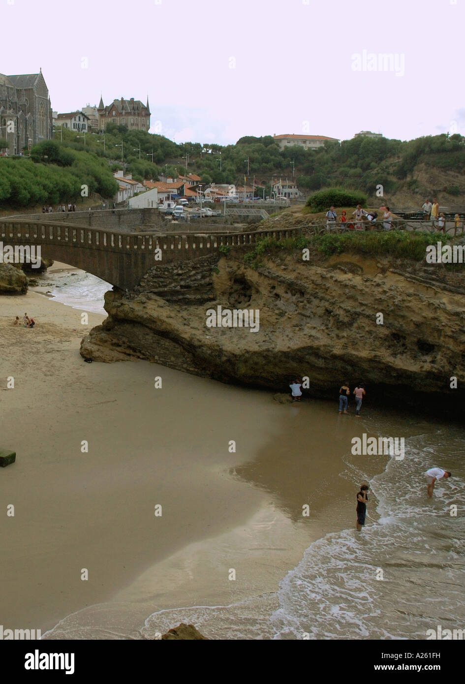 Charakteristischen Blick auf Küste von Biarritz Aquitanien Golfe de Gascogne Bucht von Biscaya Südwesten Frankreich Europa Stockfoto