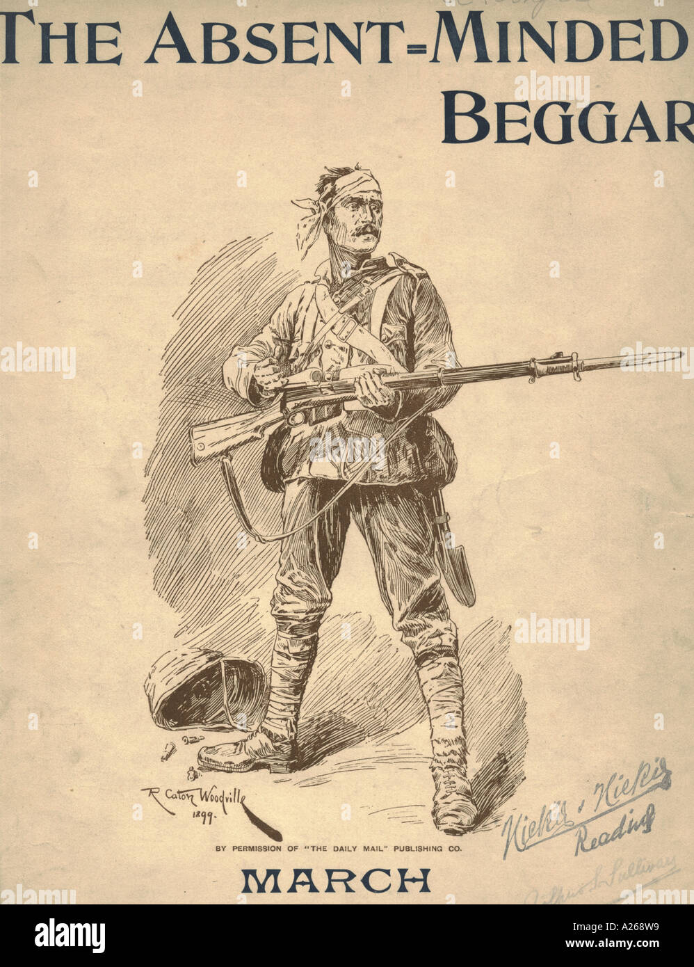Noten-Abdeckung der zerstreuten Bettler ca. 1899 Stockfoto