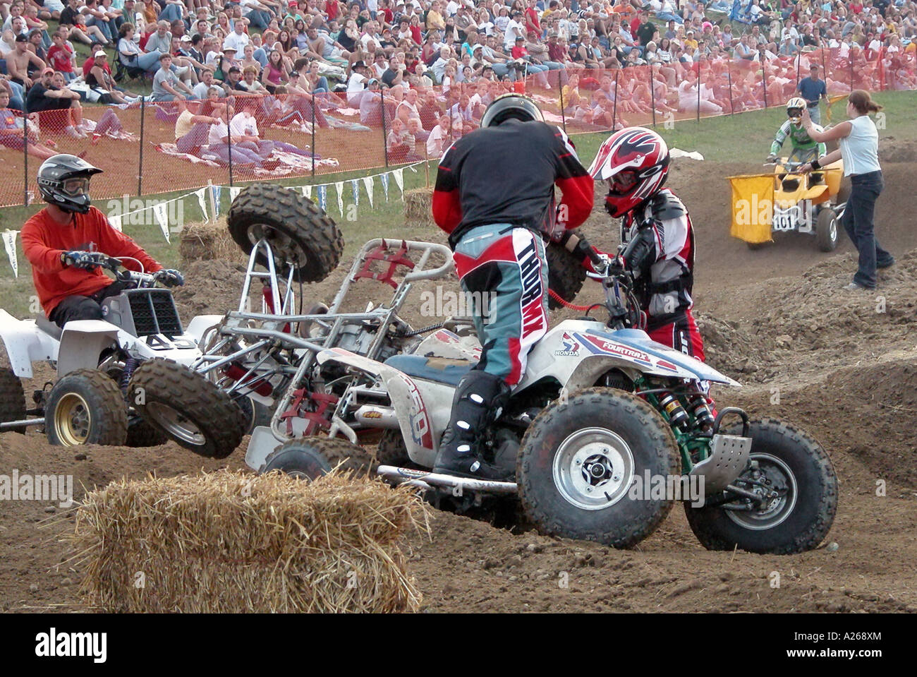 Unfall bei einer ATV Motorsport-Veranstaltung Stockfoto