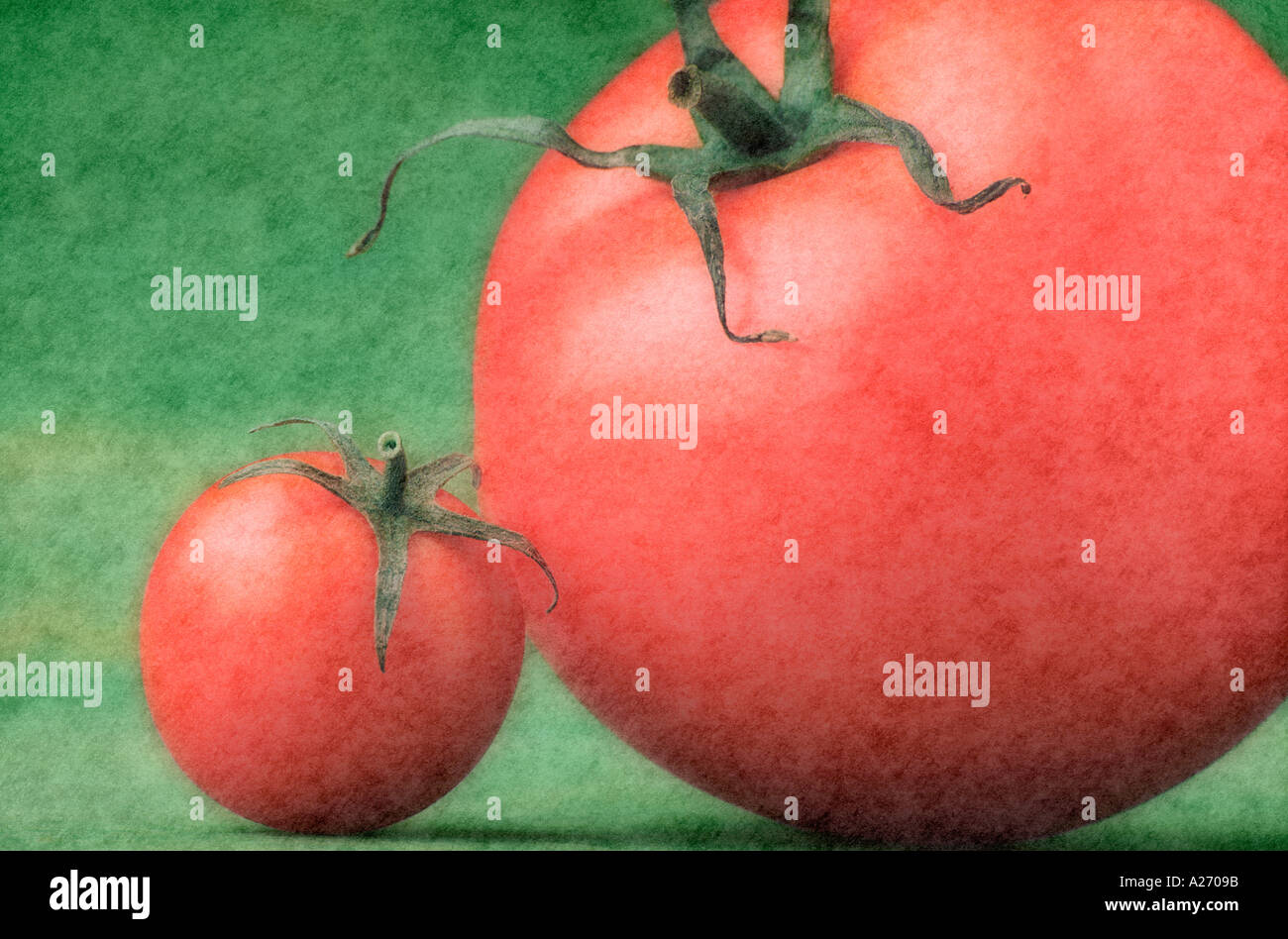 Große und kleine Tomaten Computer manipuliert, um einen strukturierten Effekt geben Stockfoto
