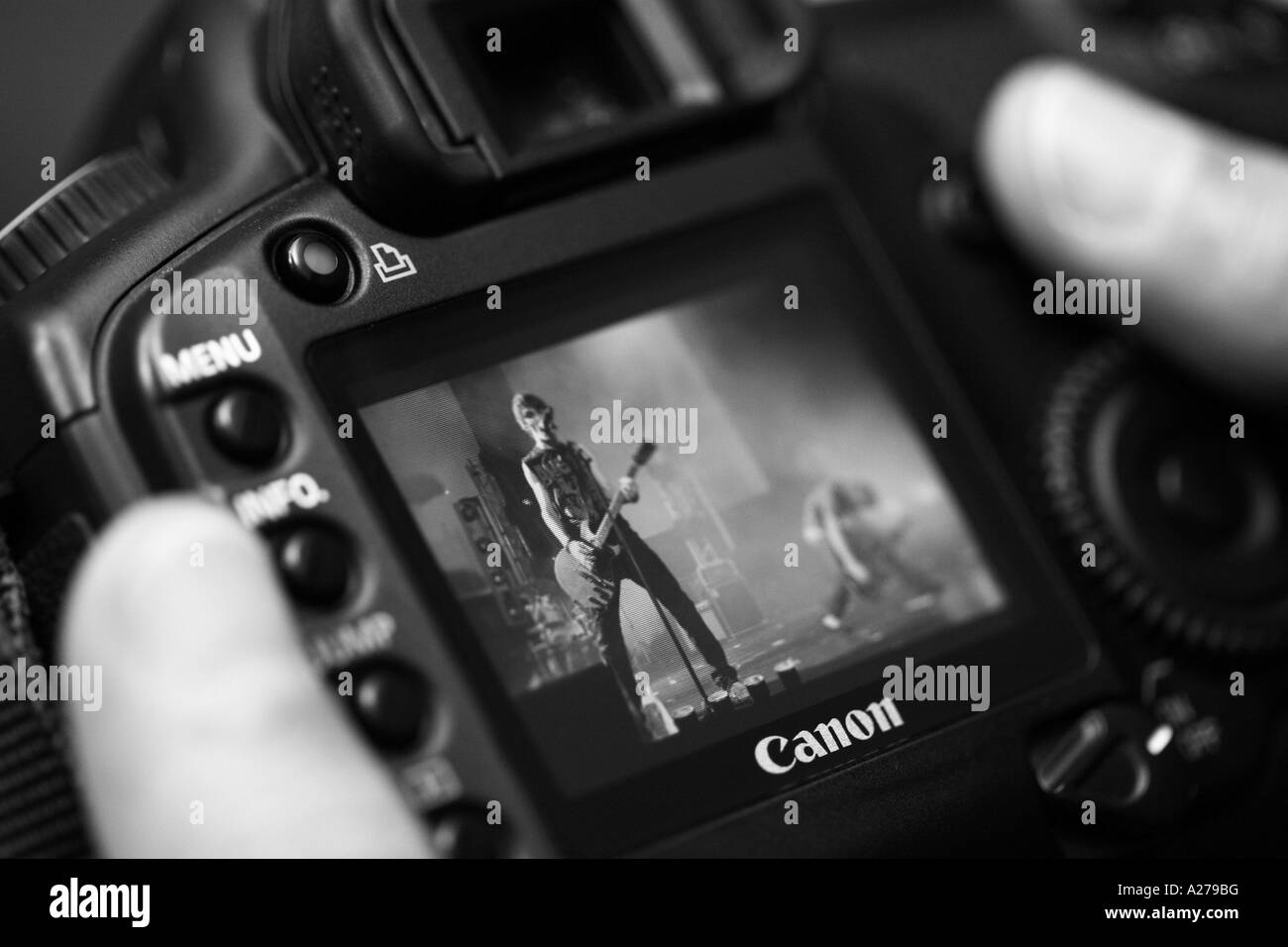 Anzeige von einer Canon 5D Digitalkamera Stockfoto