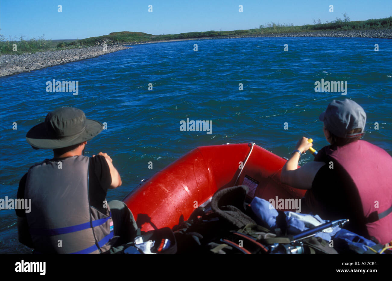 Rafting Killik Fluss arktische Tundra Nordhang National Petroleum erhalten N Alaska Stockfoto