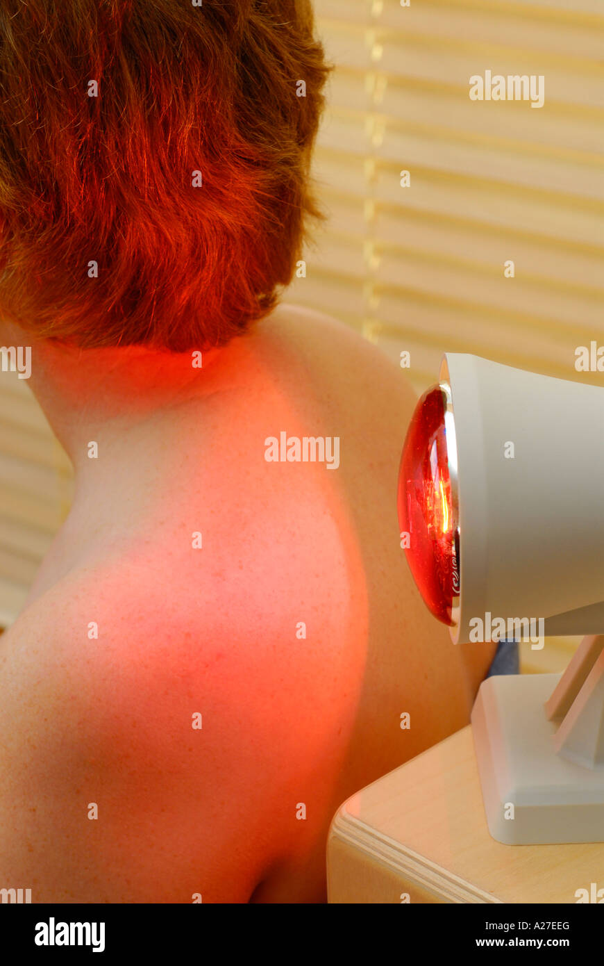 Wärmestrahlung von der Schulter Stockfoto