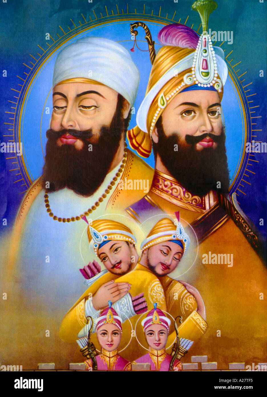 Guru Govind Singh und Söhne Stockfoto