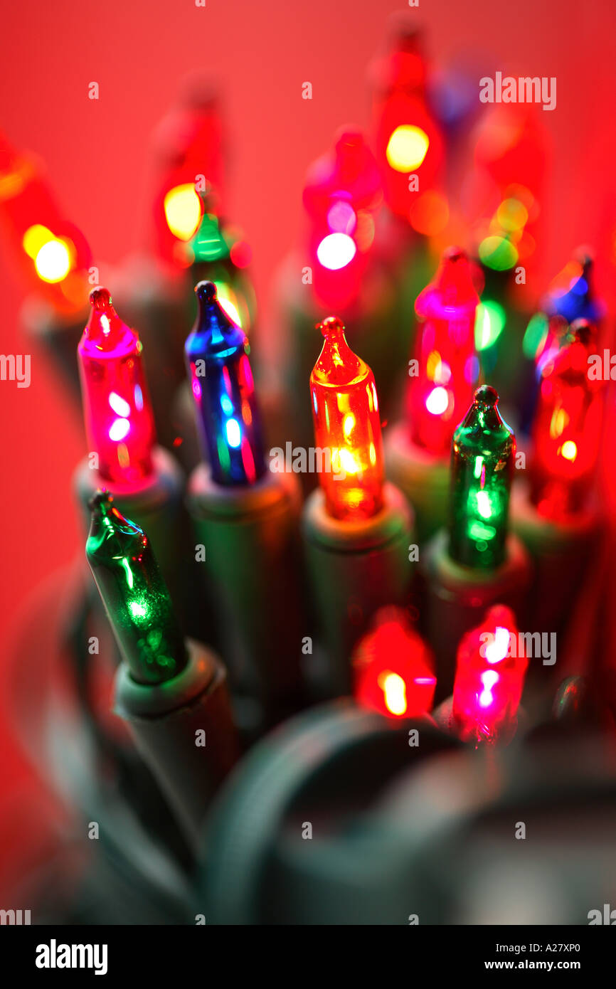 Nahaufnahme eines glühenden Christmas Lights Stockfoto