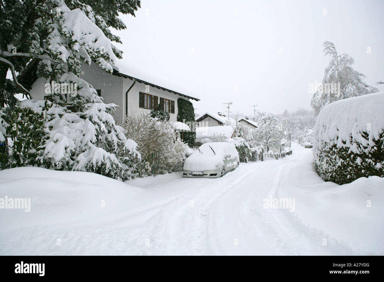 Tief Verschneites Grundstueck Im Winter, Winter Stockfoto